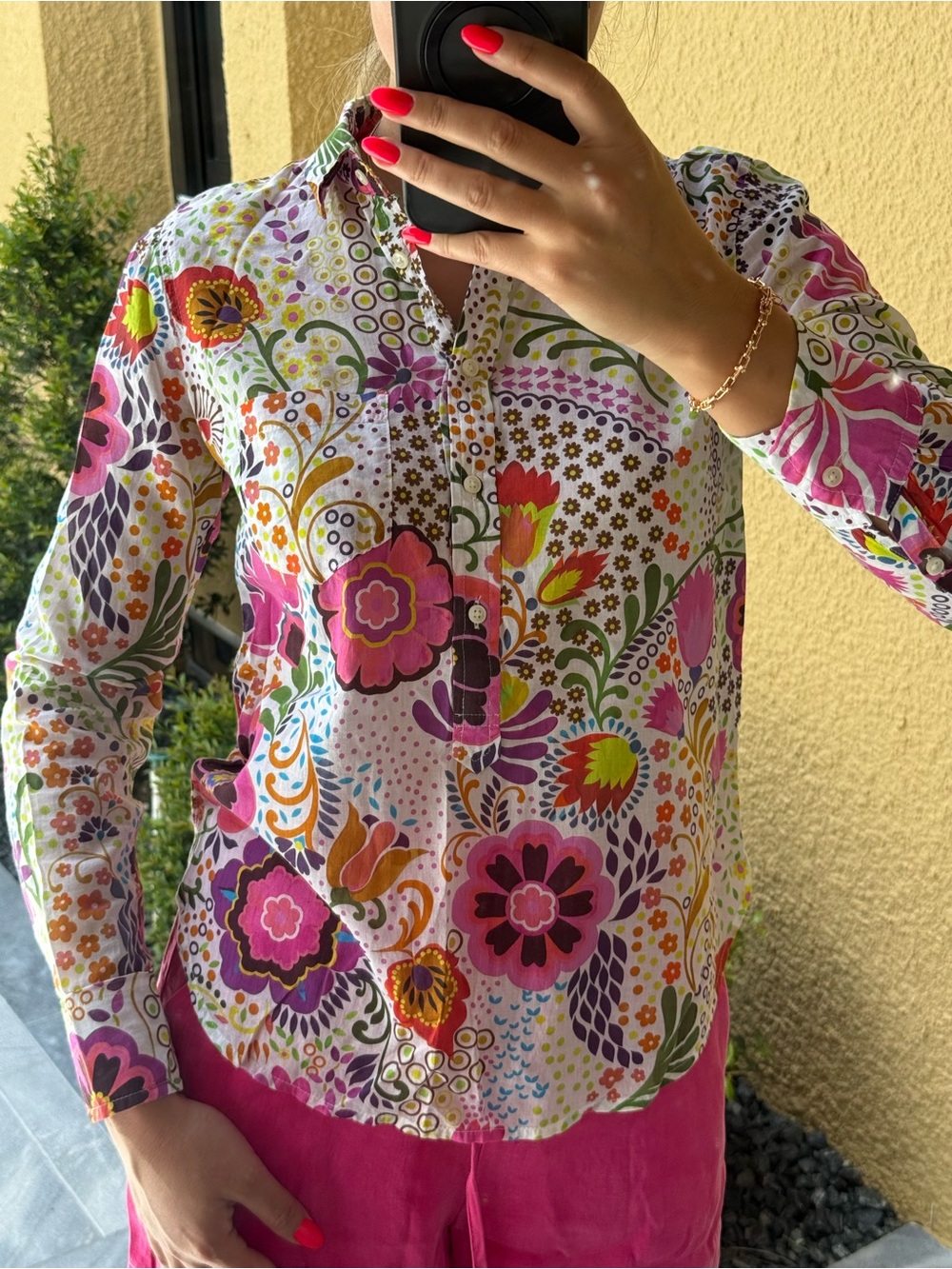 J. Crew Floral Multicolor Button-Up Blouse